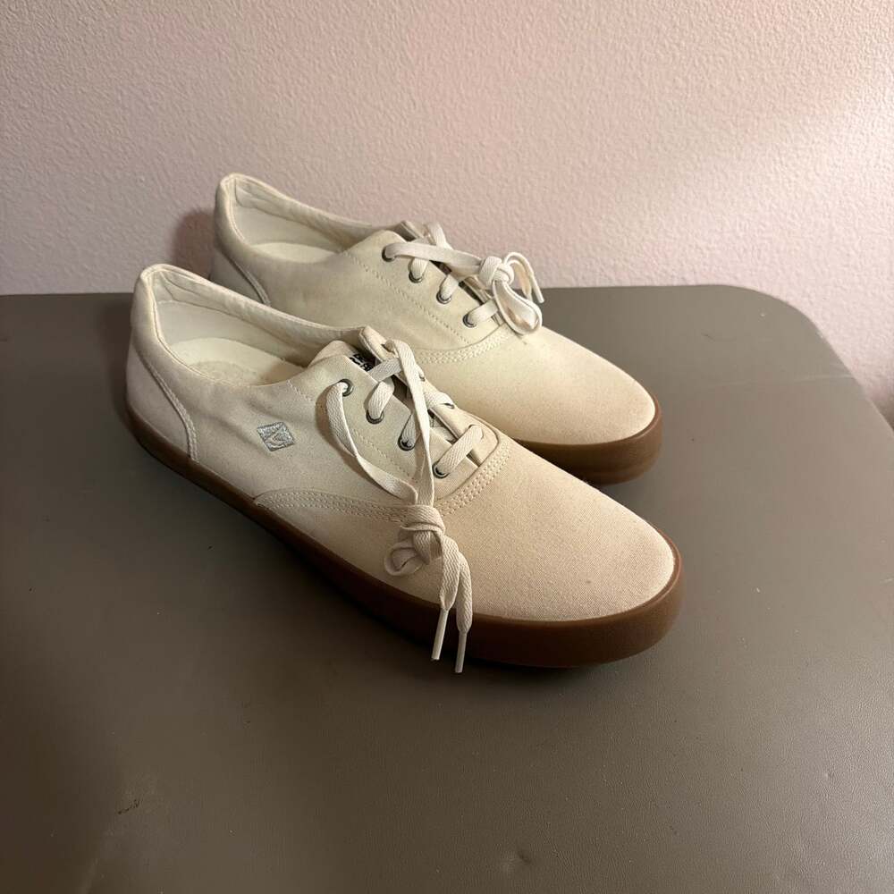 Sperry Top-Sider Men's Wahoo CVO Canvas Flat Sneakers in White/Gum